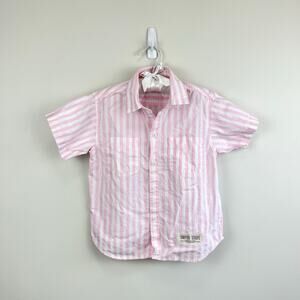 Vintage Esprit Mini Pink Umpire Stripe Short Sleeve Button Up Shirt M